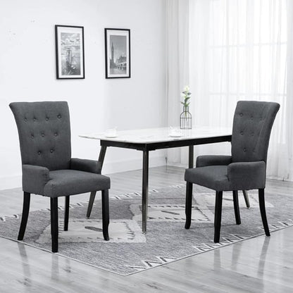Dark Grey Dining Chair, 21.3x22x41.7 in Oak Frame Ergonomic Seat for Kitchen, Modern Farmhouse Accent Furniture for Living Room or Restaurant