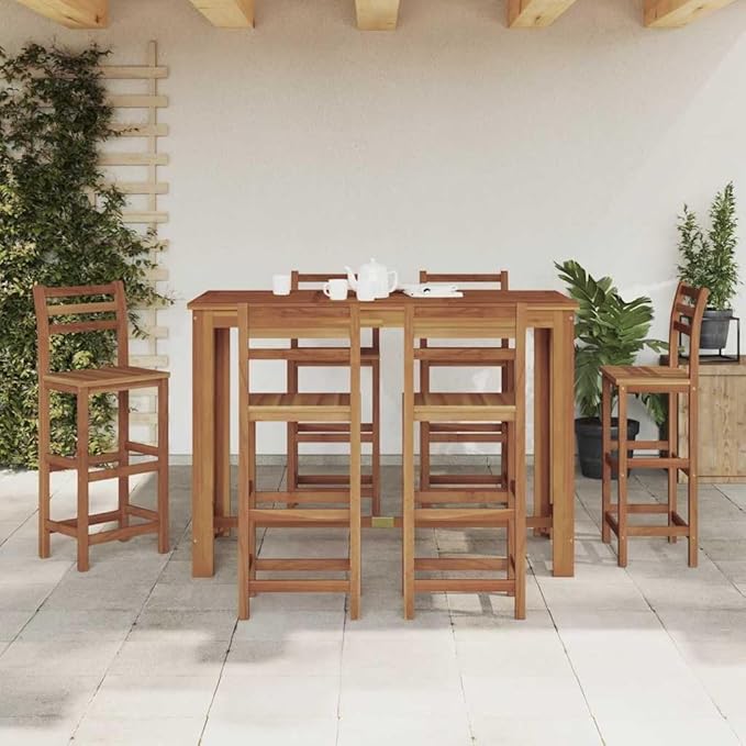 Bar Table Solid Acacia Wood Rectangular Pub Dining Table for Home Kitchen Bistro, 59.1x27.6x41.3 Inches, Natural Oiled Finish, Seats 4