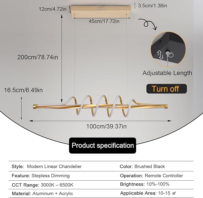 Modern Gold Chandelier Led Chandelier Modern Chandelier for Dining Room Light Fixture,L39.3 Modern Led Pendant Light for Kitchen Island Lighting Dimmable with Remote