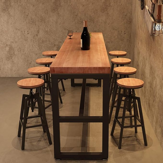 Adjustable Swivel Bar Style Family Chairss with Back and Footrest, Counter Bar Style Family Chairs for Kitchen Island Bar Pub Bistro, Wood Seat, Black Metal Leg