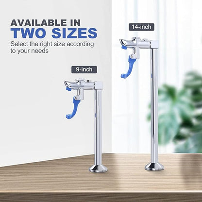 WOWOW Glass Filler Faucet, 9-Inch Push-Back Water Filler Faucet Deck Mount Pedestal Glass Filler Water Station, Stainless Steel Drinking Water Filling Faucet for Bar Hotel Restaurant Cafes