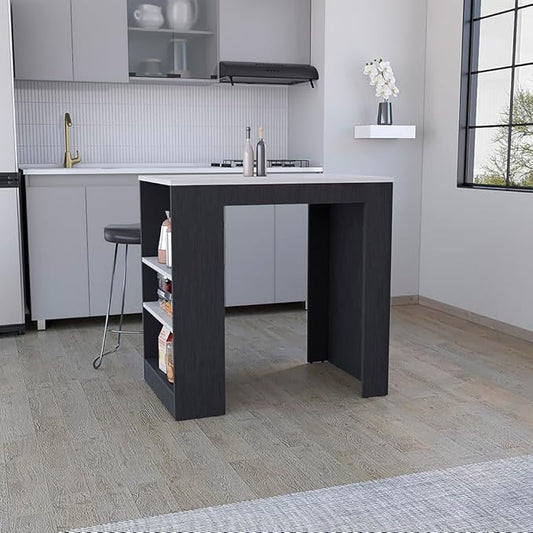 GOWE Portree Kitchen Island with 3-Side Shelves