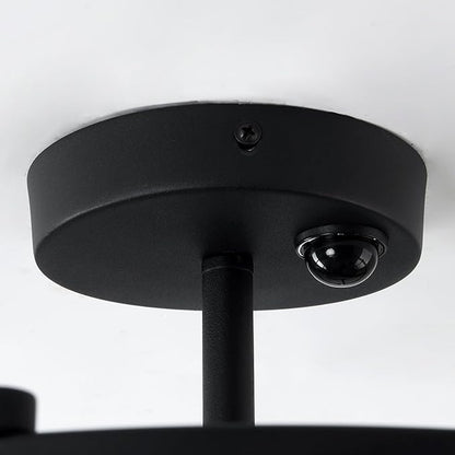 hesoge Motion Sensor Ceiling Light Indoor Industrial 4 Light Semi Flush Mout Ceiling Light Fixture Black Overhead Light for Entryway Hallway Closet Porch Front Farmhouse