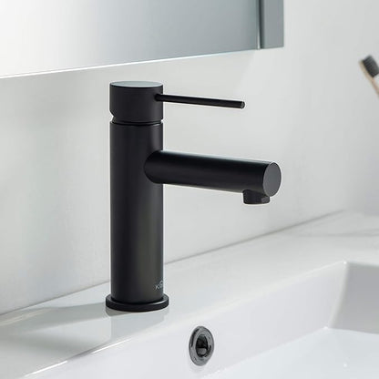 KIBI KBF1010 Solid Brass Single Handle Single Hole Circular X Faucet for Bathroom Sink | High Arc Faucet Spout | Durable Matte Black Finish | Corrosion and Rust Resistant