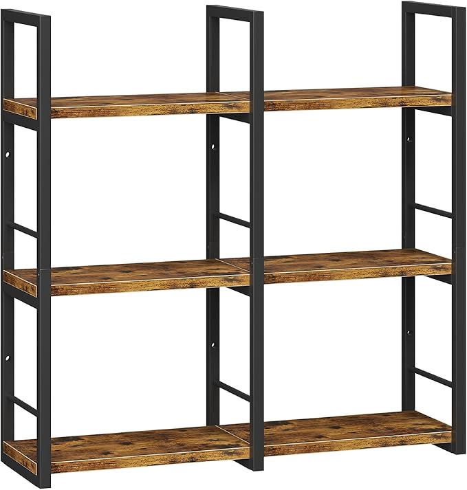 31.5 Inch Floating Shelves, 6 Tier Wood Shelves for Wall, Heavy Duty Wide Wall Mount Shelves for Living Room Bedroom Kitchen Classroom, Rustic Brown