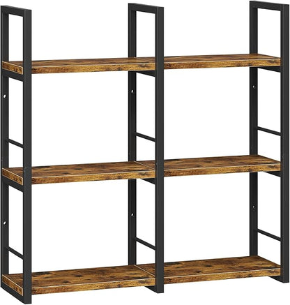 31.5 Inch Floating Shelves, 6 Tier Wood Shelves for Wall, Heavy Duty Wide Wall Mount Shelves for Living Room Bedroom Kitchen Classroom, Rustic Brown