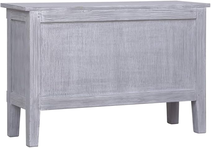 Mid Century Modern Sideboard with 2 Drawers 35.4x11.8x23.6 Inches Solid Mahogany Wood Cabinet for Living Room Dining Room Storage Furniture Gray Wash Finish