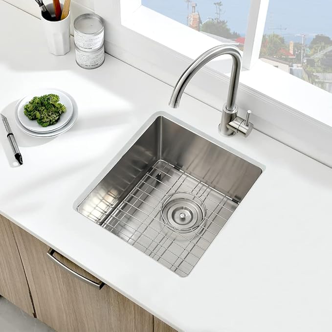 13 x 15 Inch Small Undermount Bar Sink Stainless Steel RV Sink 16 Gauge Single Bowl Wet Bar Kitchen Prep Sink