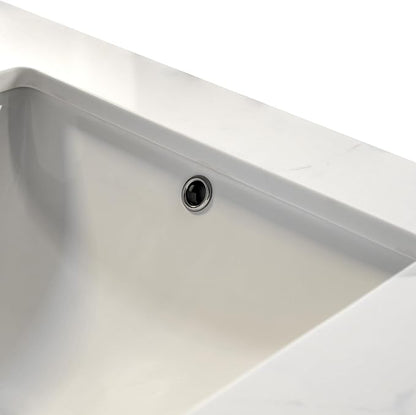 Design House Calesco Calacatta Quartz Bathroom Vanity Top, White with Taupe and Grey Veining, Pre-Mounted White Bowl, 31 in L x 22 in W x 12.5 in H, with Backsplash, 4 in Center Set, 227900-CC-CC