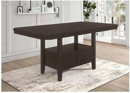 HomeStock Counter Height Table with Storage ' Rectangular Kitchen Dining Table ' Cappuccino Finish