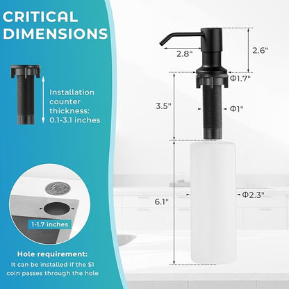 Pull Down Kitchen Faucet with Soap Dispenser - Matte Black Single Handle Kitchen Faucets, High Arc Stainless Steel Pull Out Kitchen Sink Faucet with Deck for RV Laundry Farmhouse Bar
