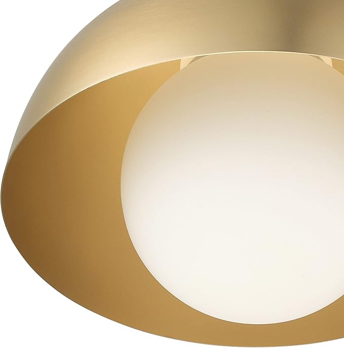 Globe Electric 1-Light Plug-in Pendant Light, Matte Brass Finish, Frosted Glass Shade, 15-Ft Braided Cord, Retro Modern Lighting, 65696