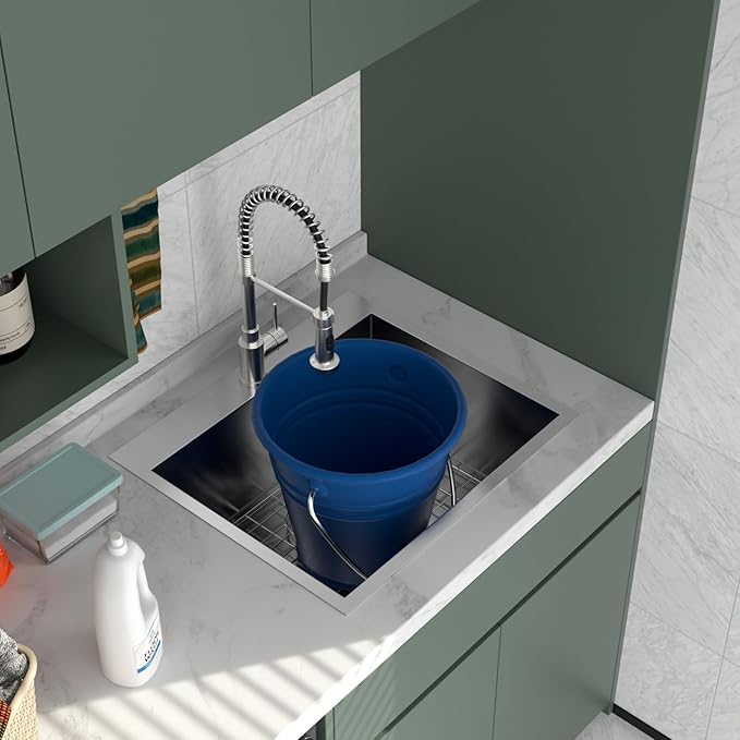 Logmey 25x22 Drop in Laundry Sink 25 Inch Laundry Room 12" Deep Sinks Handmade 16 Gauge Heavy Duty Stainless Steel Large Capacity Utility Washing Tub for Home & Commercial Use