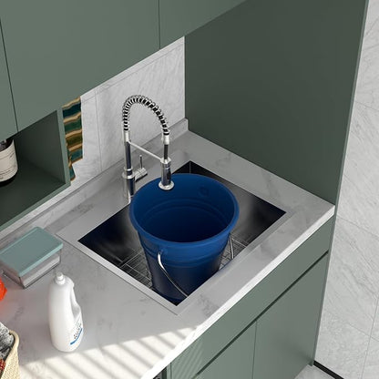 Logmey 25x22 Drop in Laundry Sink 25 Inch Laundry Room 12" Deep Sinks Handmade 16 Gauge Heavy Duty Stainless Steel Large Capacity Utility Washing Tub for Home & Commercial Use