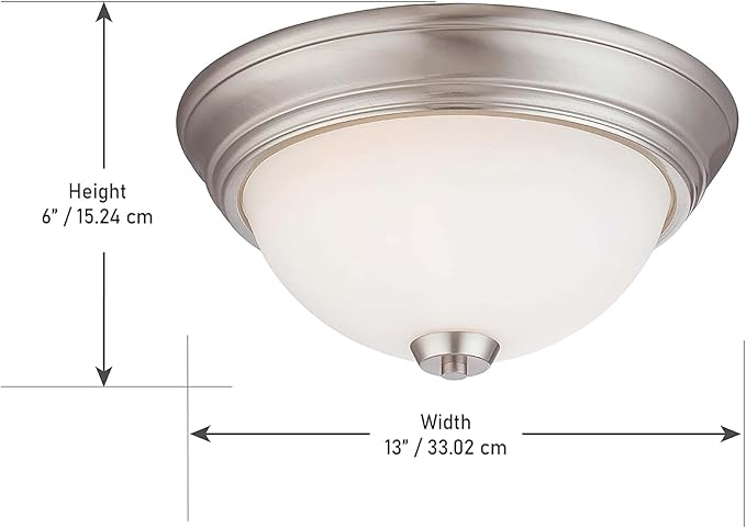 Minka Lavery 4960-84 Overland Park Flush Mount, 2-Light, 120 Total Watts, 13-in H x 6-in W, Brushed Nickel
