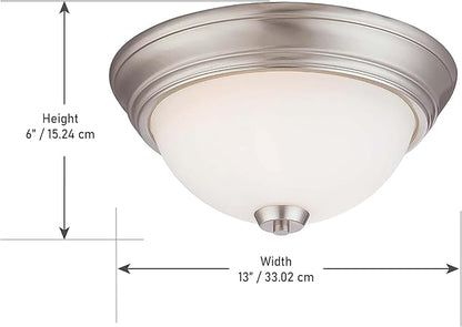 Minka Lavery 4960-84 Overland Park Flush Mount, 2-Light, 120 Total Watts, 13-in H x 6-in W, Brushed Nickel