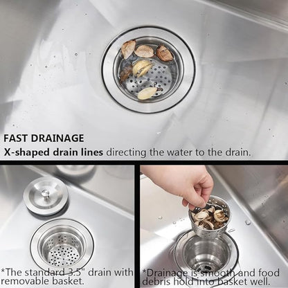 25 Inch Laundry Sink, 25x22 Drop in Kitchen Sink Stainless Steel Utility Sink with Cleaning Brush 12 Inch Deep Single Bowl 16 Gauge Laundry Room Outdoor Basin