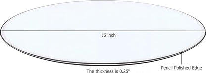 16" Tempered Glass Table Top Round Transparent Table Surface 1/4'' Thick Pencil Polished Edge Multipurpose for Dining, Coffee, Restaurant and End Table (16 inch)