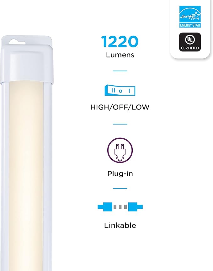 Enbrighten Premium Linkable Under Cabinet Fixture, 36in, LED, Linkable, 1220 Lumens, 3000K Warm White, 38847-T1
