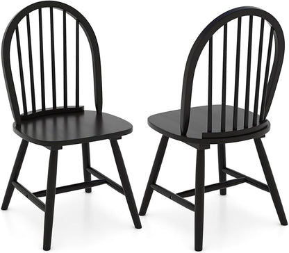 Safeplus 18" Oak Dining Chairs Set of 2, Wood Windsor Chair with Spindle Back for Country Farmhouse Kitchen Island