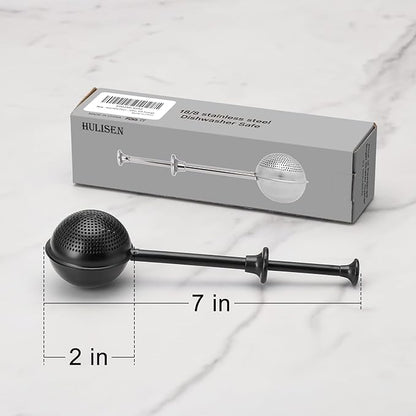 HULISEN Flour Duster for Baking, One-Handed Operation, 304 Stainless Steel Powdered Sugar Shaker Duster, Pick Up and Dust Flour Sifter, Gift Package, Black