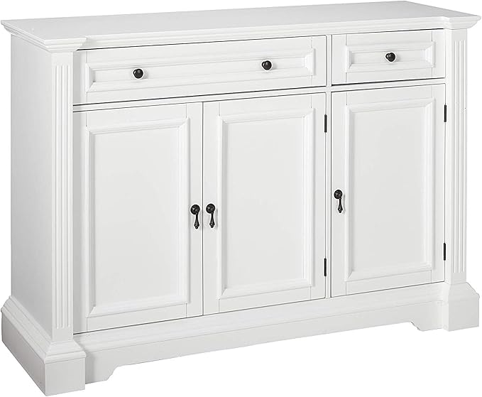 Kings Brand Furniture Wood Buffet Breakfront Cabinet Console Table with Storage, Drawers, Shelves,White