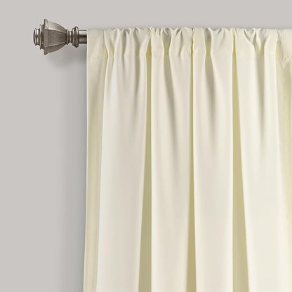 Lush Decor Allison Ruffle Light Filtering Window Curtain Panels Pair 40" W x 63" L Ivory - Coquette Curtains for Bedroom - Drapes - Ruffle Curtains Kids