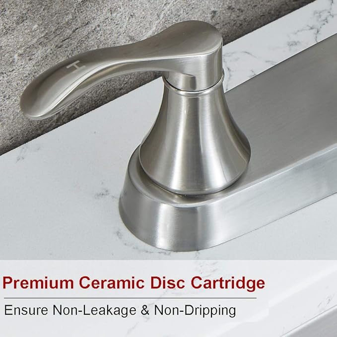 3 Hole or 4 Hole Two Handle Kitchen Faucet with Side Sprayer, Commercial Lead-Free Brushed Nickel Kitchen Sink Faucets for Rv Sinks with High-Arc Spout & Side Sprayer, VADR0004L