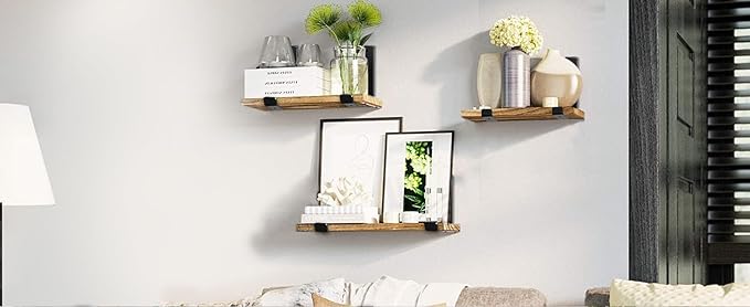 10 Pack - 5.5" L x 4" H x 1.5" W J Lip Shelf Brackets Rustic Farmhouse Iron Wall Floating Shelf Bracket Metal Shelf Bracket Industrial Shelf Supports with Screws Black