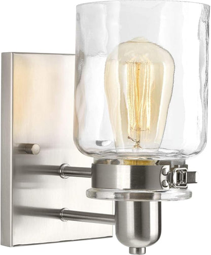 Calhoun Collection 1-Light Clear Glass Farmhouse Bath Vanity Light Brushed Nickel