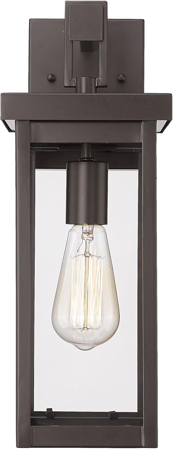 ML Lighting | Barkeley Collection | 42601-PBZ | 16" Modern One Bulb Outdoor Steel Small Wall Sconce | Anti-Rust Powder Coat Bronze with Clear Glass Shade | Exterior Ambient Light for Safety