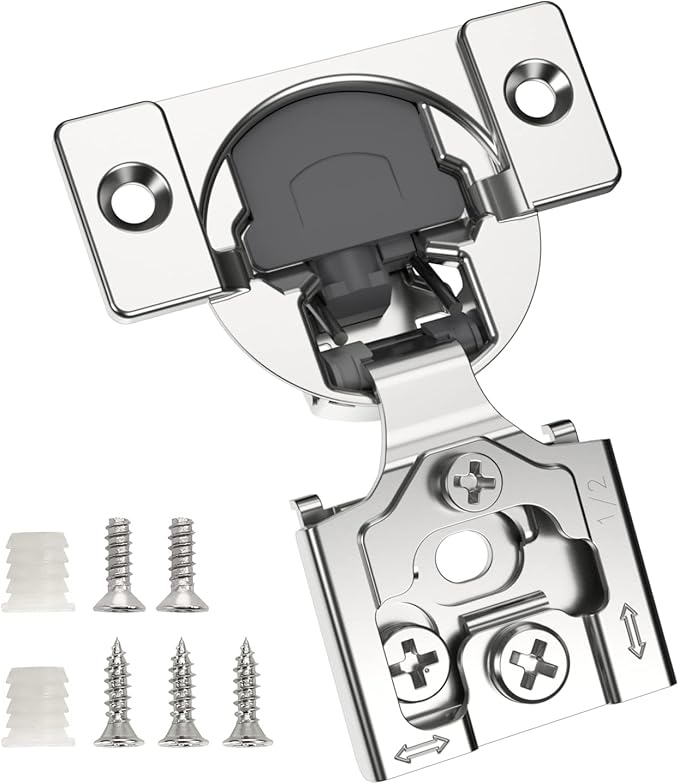 Chibery 6 Pack 1/2" Overlay 3D Soft Close Concealed Hinge for Face Frame Door, Satin Nickel, Hidden 105 Open Angle Stainless Steel Hinge for Kitchen Cabinet Door