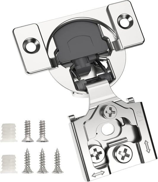 Chibery 60 Pack 1/2" Overlay 3D Soft Close Concealed Hinge for Face Frame Door, Smooth Slow Self Closing Hinges, Satin Nickel, Hidden 105° Open Angle Stainless Steel Hinge for Kitchen Cabinet Door