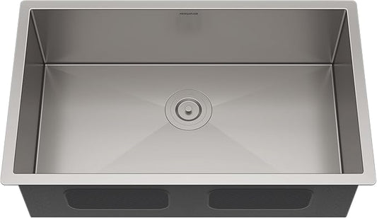 MENSARJOR Undermount Kitchen Sink, 304 Stainless Steel Round Corner Single Bowl Deep Kitchen Sinks, 10-inch Deep Large Bar Sink, 30"X18"Inch