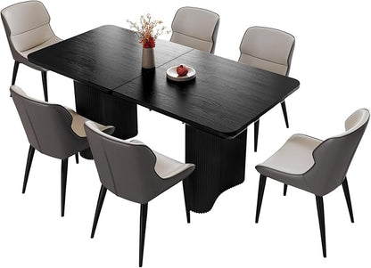 Miuuod 63" 7-Piece Kitchen & Dining Set,Modern Table & 6 Chair Set for Home,Apartment,Elegant Dining Chairs with Padded Seats & Backrests,Stable Frame Rectangular Table,Black