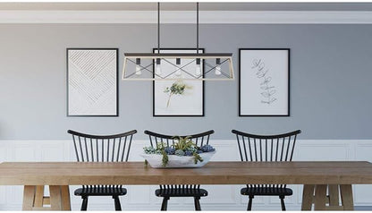 Progress Lighting Briarwood Collection 5-Light Dining Room Light Fixture, Farmhouse Style Modern Chandelier for Kitchen and Dining Room, 38" by 9", Graphite