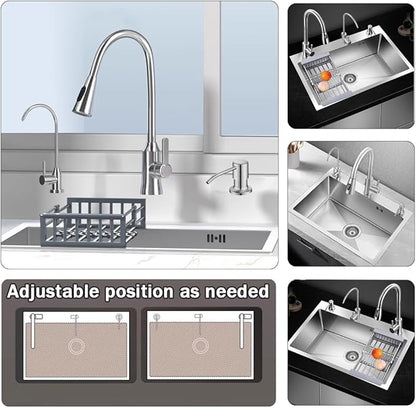 31.5 * 17.7in Drop In Kitchen Sink,Silver Gray Stainless Steel Single Bowl Sink,Topmount Workstation Sink With Pull Out Faucet,Soap Dispenser And Drain Basket