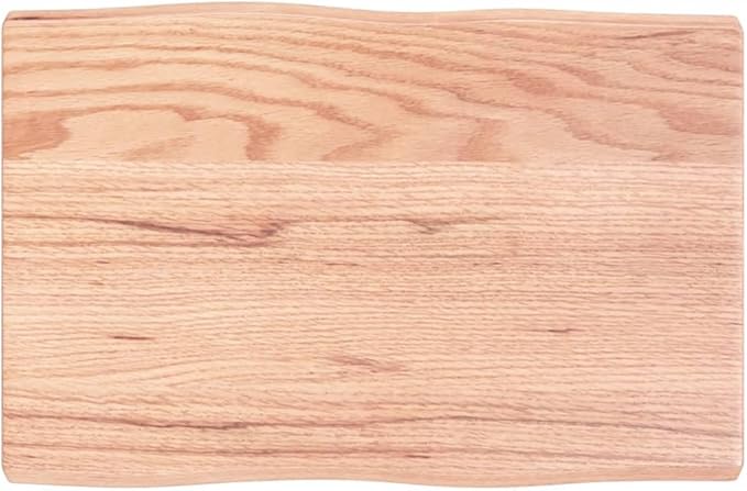 Solid Oak Live Edge Tabletop 15.7" x 23.6" Brown Varnished Butcher Block Countertop for Dining Room Kitchen Office Craft Station