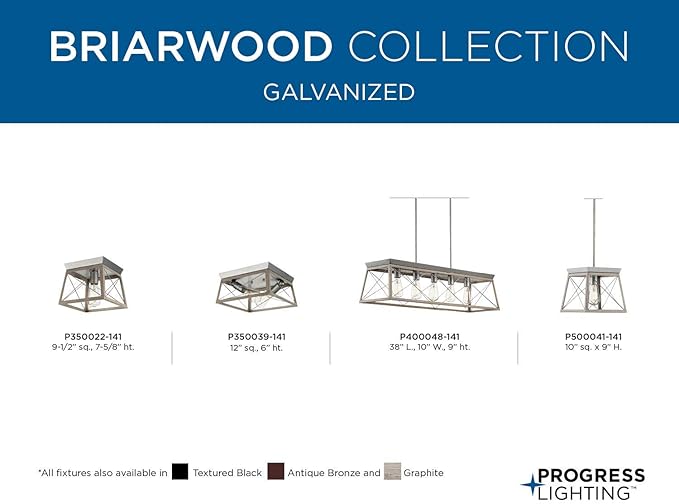 Progress Lighting Briarwood Collection 5-Light Dining Room Light Fixture, Farmhouse Style Modern Chandelier for Kitchen and Dining Room, 38" by 9", Bleached Oak