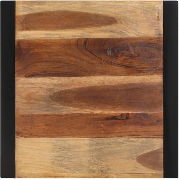 Industrial Dining Table Black Solid Acacia Wood 23.6x23.6x29.5 inch Square Small Dining Room Table Compact Kitchen Island Table for Studio Apartment and Bistro