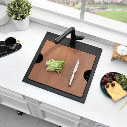 15x15 Black Drop In Bar Sink Workstation -Bokaiya 15 Inch Quartz Outdoor Rv Wet Bar Sink Single Bowl Small Drop In Kitchen Sinks with Cutting Board