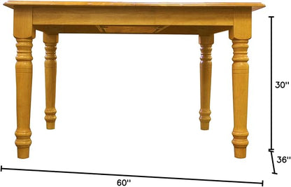 Sunset Trading Selections 48-60" Rectangular Extendable Butterfly Leaf Light Oak Wood | Seats 4, 6 Dining Table, 2 Size Expanding Small to Large (PK-TLB3660-LO)