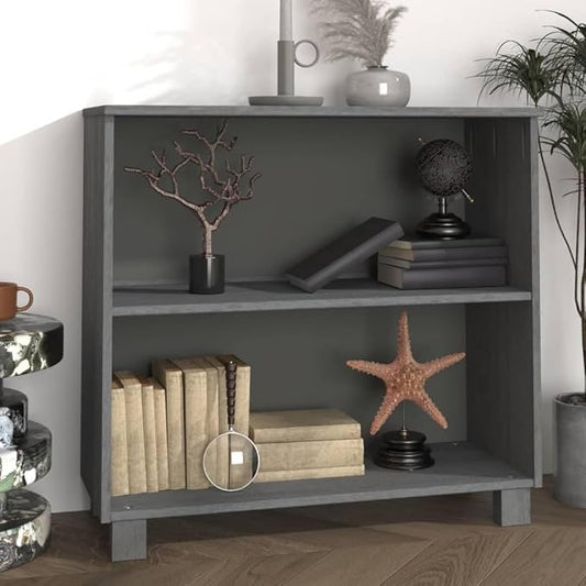 Dark Gray Pine Wood Sideboard 33.5"x13.8"x31.5" Solid Wood Buffet Cabinet with 2 Shelves for Coffee Bar Kitchen Storage Dining Room Entryway