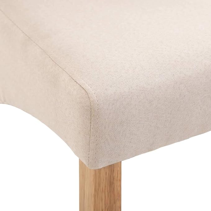 Modern Farmhouse Dining Chairs Set of 4 Cream Fabric Upholstered Wooden Frame Accent Chairs for Kitchen Living Room Furniture