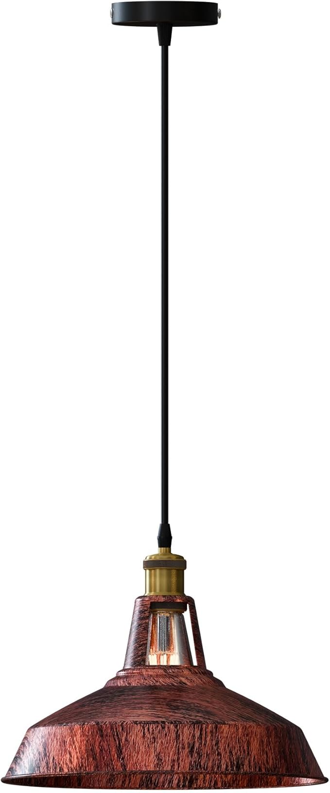 1m Vintage Barn Pendant Lighting with Adjustbale Cord Industrial Pendant Light Metal Hanging Lamps for Living Room, Kitchen, Dining Room, Bedroom Rustic Red