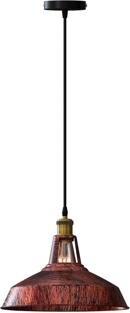 1m Vintage Barn Pendant Lighting with Adjustbale Cord Industrial Pendant Light Metal Hanging Lamps for Living Room, Kitchen, Dining Room, Bedroom Rustic Red