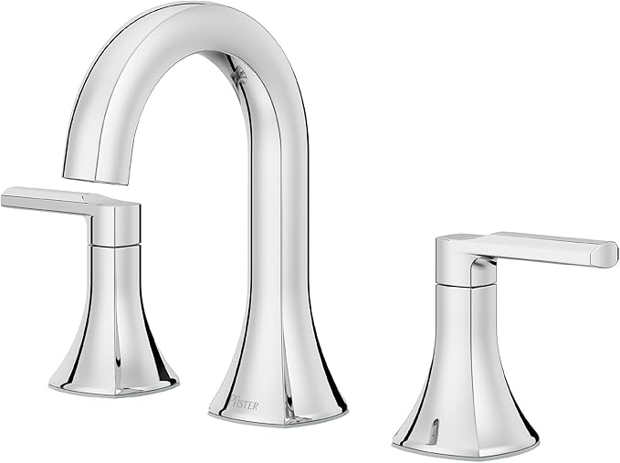 Pfister Vaneri 8-Inch Widespread 2-Handle 3-Hole Bathroom Sink Faucet with Push & Seal Drain, NSF Certified Water-Efficient, Polished Chrome Finish for Vanity LF049VRICC
