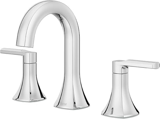 Pfister Vaneri 8-Inch Widespread 2-Handle 3-Hole Bathroom Sink Faucet with Push & Seal Drain, NSF Certified Water-Efficient, Polished Chrome Finish for Vanity LF049VRICC