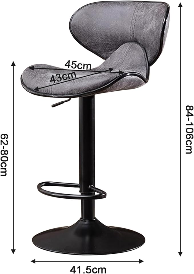 Counter Height Stools Faux Leather, Adjustable Swivel Kitchen Island Chair with Backs, Retro Chairs for Coffee Home Dinning,Grey-Sitting Height 6280cm