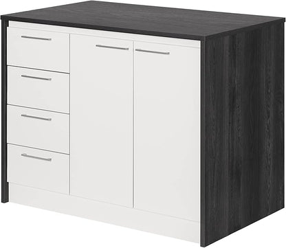 South Shore Kitchen Island, Gray Oak and White